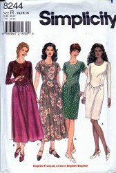 8244 DROP WAIST SS-LS STRAIGHT -FLARE DRESS LENGTHS PATTERN 8-12